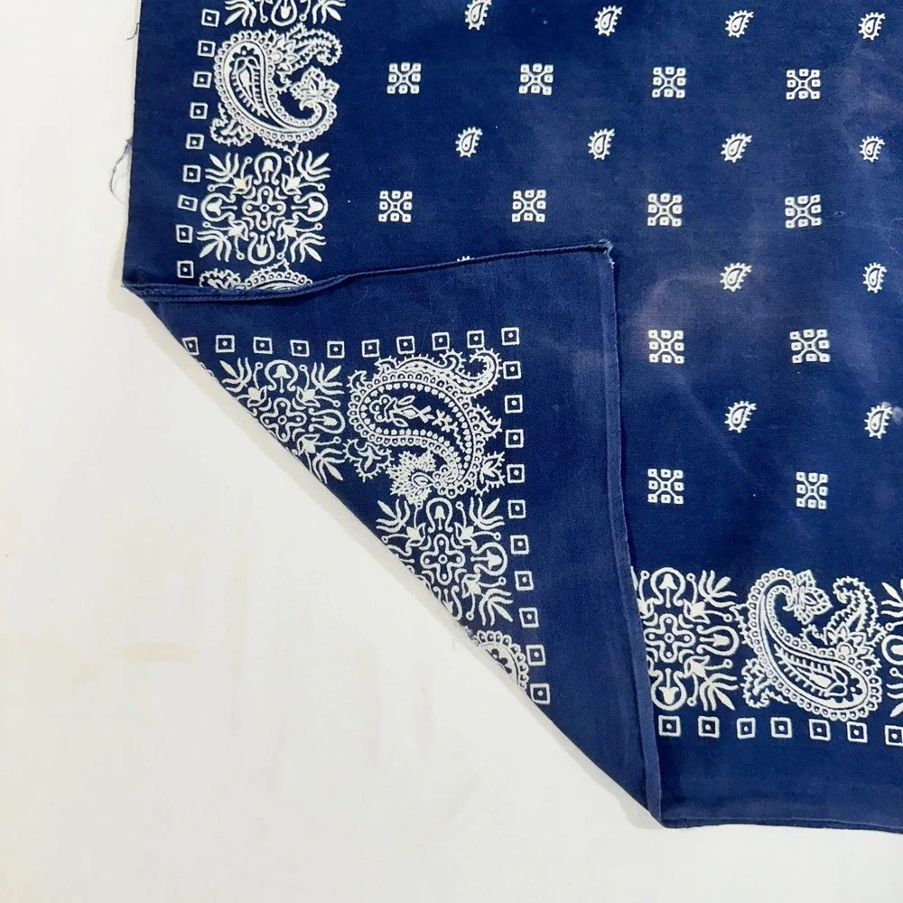Paris Accessories Bandana Navy Blue Paisley Cotton Made in USA Vintage Scarf